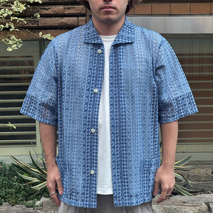 Needles - S/S Widespread Collar Shirt - Raschel Lace - SX284