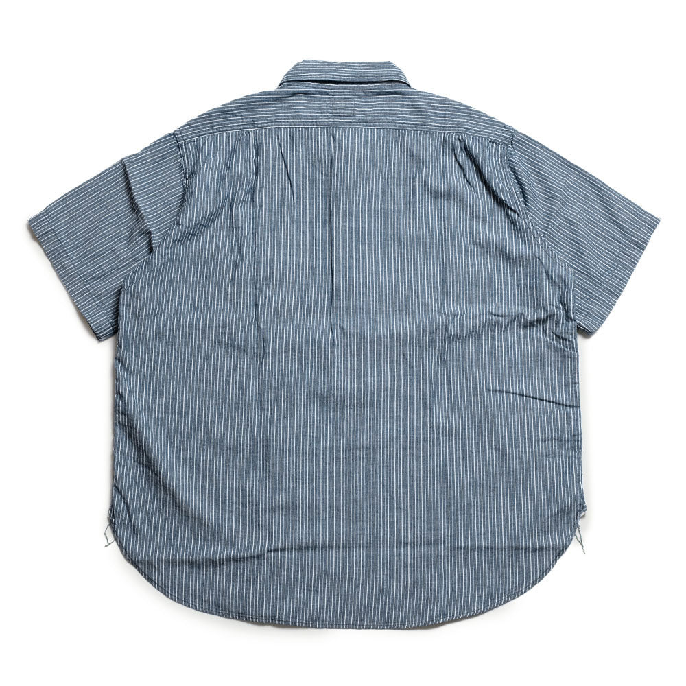 POST O'ALLS - NAVY CUT S/S : stripe chambray indigo - 3213S-SC