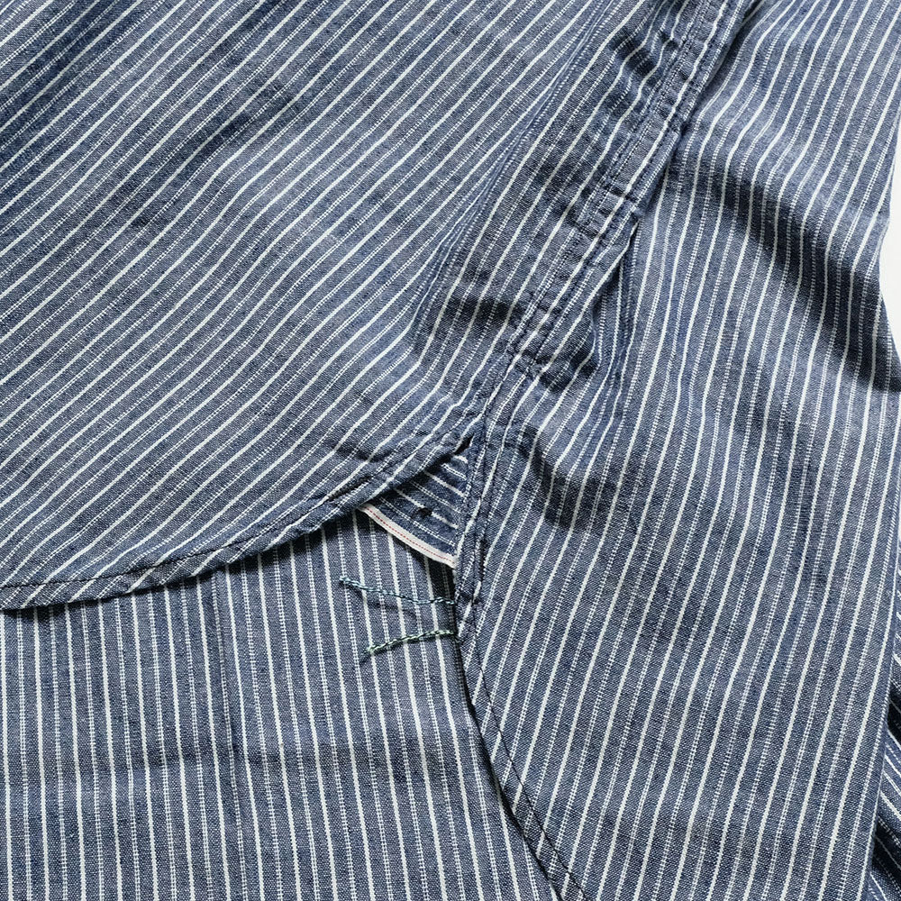 POST O'ALLS - NAVY CUT S/S : stripe chambray indigo - 3213S-SC