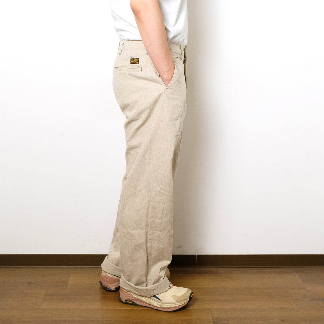 BURGUS PLUS - Military Trousers - Ecru Linen / Cotton Selvedge Denim - Lot.402Z-11-OFW