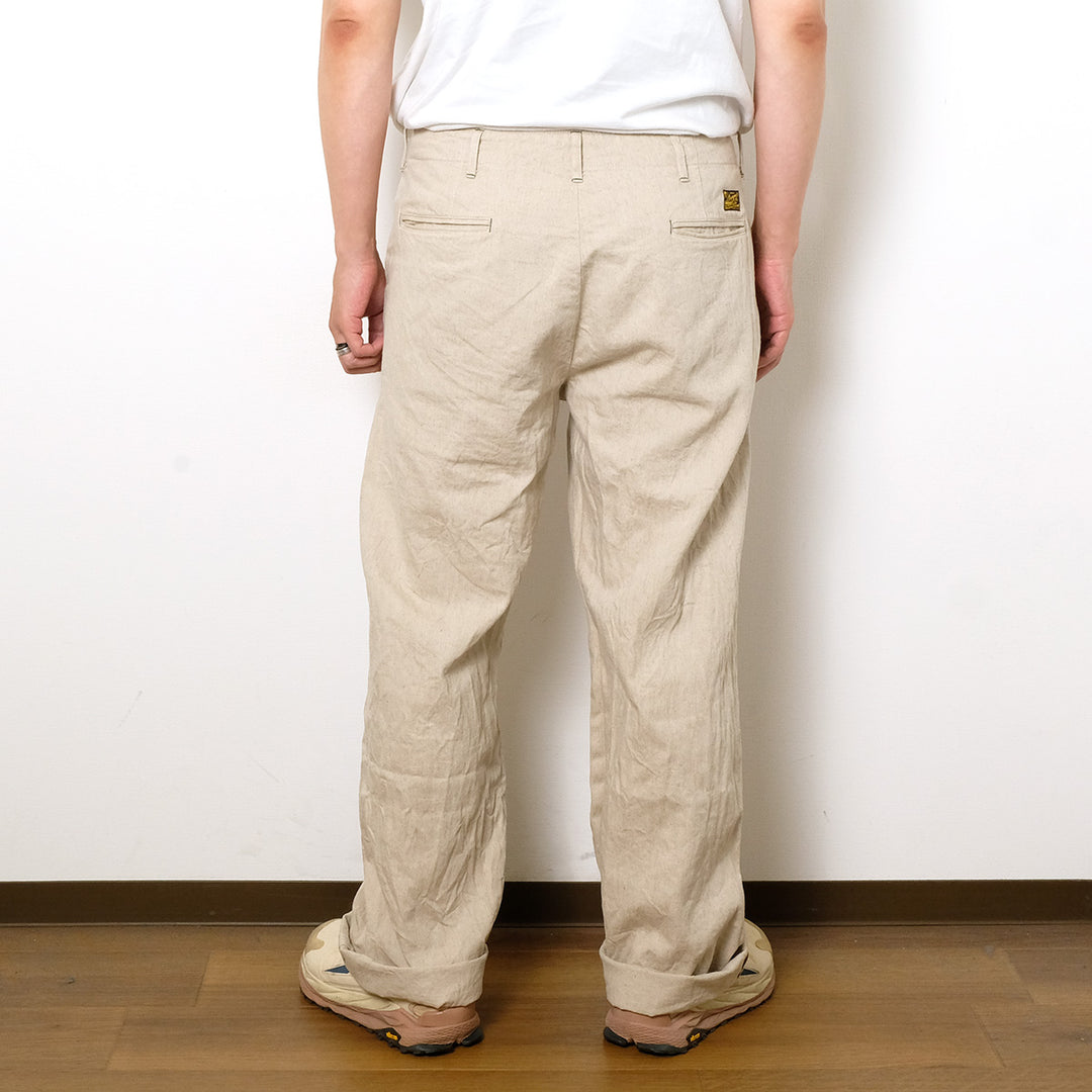 BURGUS PLUS - Military Trousers - Ecru Linen / Cotton Selvedge Denim - Lot.402Z-11-OFW