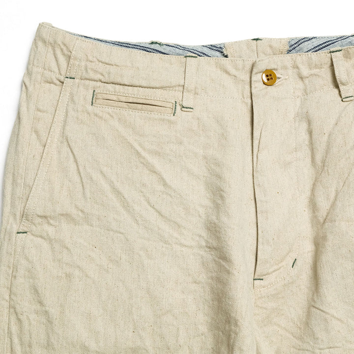 BURGUS PLUS - Military Trousers - Ecru Linen / Cotton Selvedge Denim - Lot.402Z-11-OFW