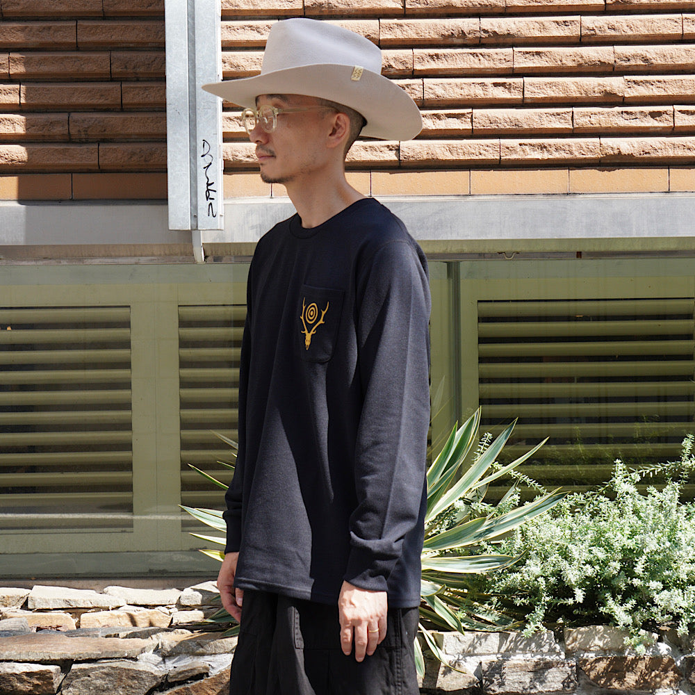 South2 West8 - L/S Round Pocket T-shirt - Circle Horn - RW658