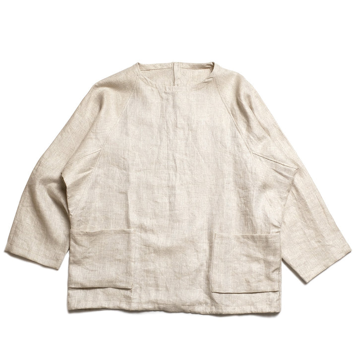 HAVERSACK - Linen Herringbone Raglan Sleeve Pullover Shirt - 822535