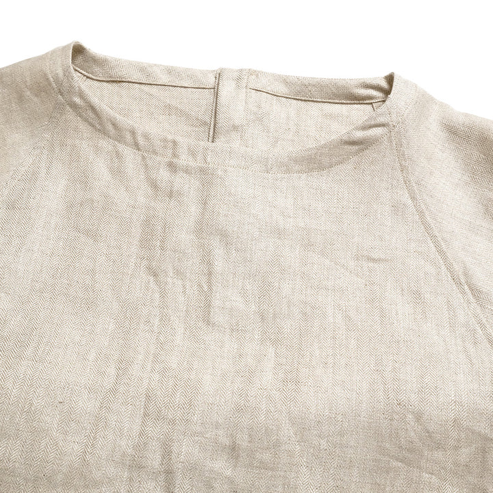 HAVERSACK - Linen Herringbone Raglan Sleeve Pullover Shirt - 822535