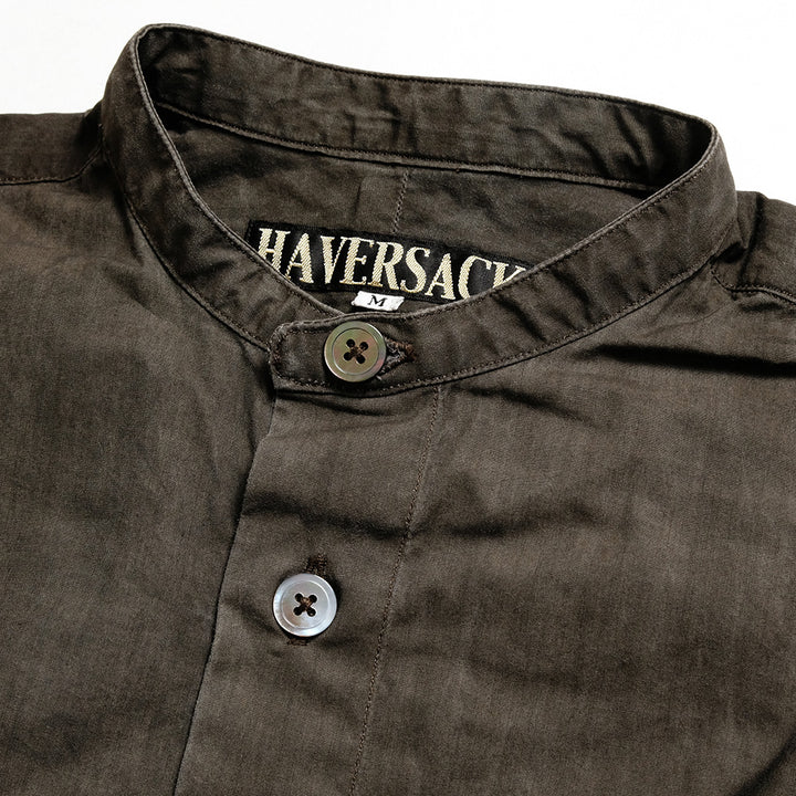 HAVERSACK - Ink-dyed Broad Cloth Band Collar Over Shirt - 822539