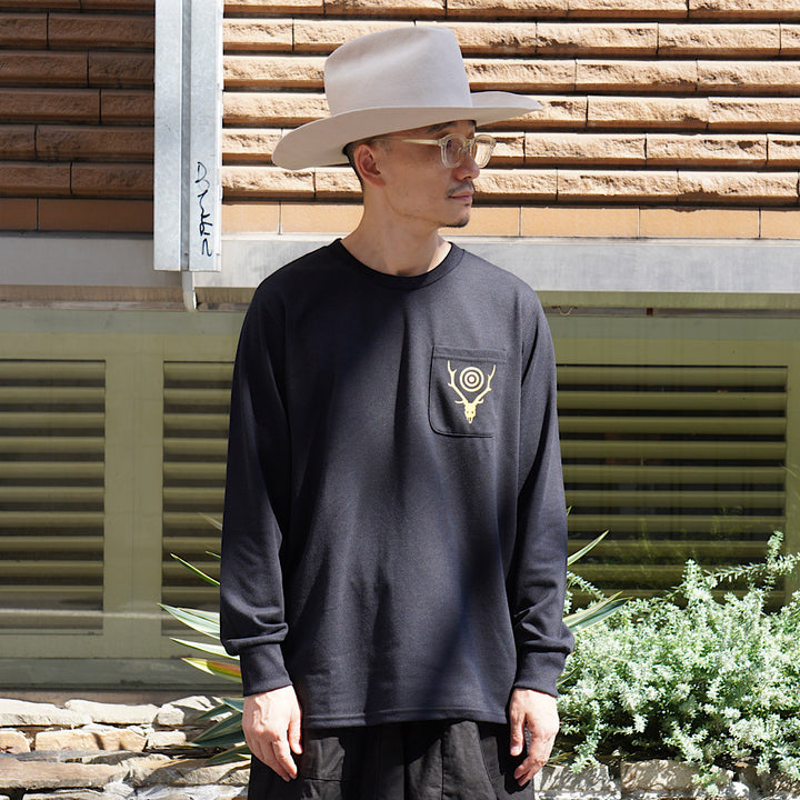 South2 West8 - L/S Round Pocket T-shirt - Circle Horn - RW658