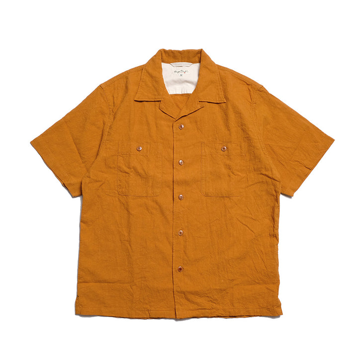 【SUN HOUSE EXCLUSIVE 】BURGUS PLUS - Open Collar Cotton Linen S/S Shirt - BP25502SH