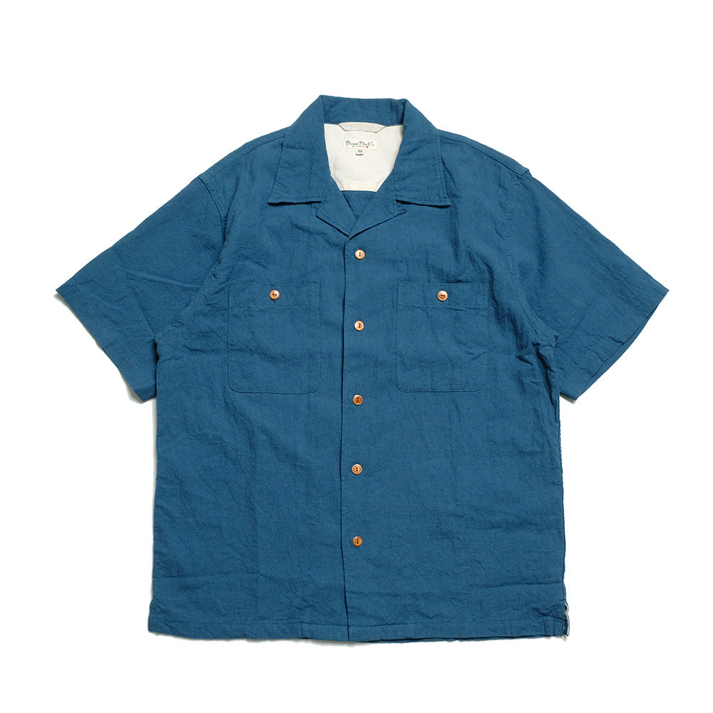 【SUN HOUSE EXCLUSIVE 】BURGUS PLUS - Open Collar Cotton Linen S/S Shirt - BP25502SH