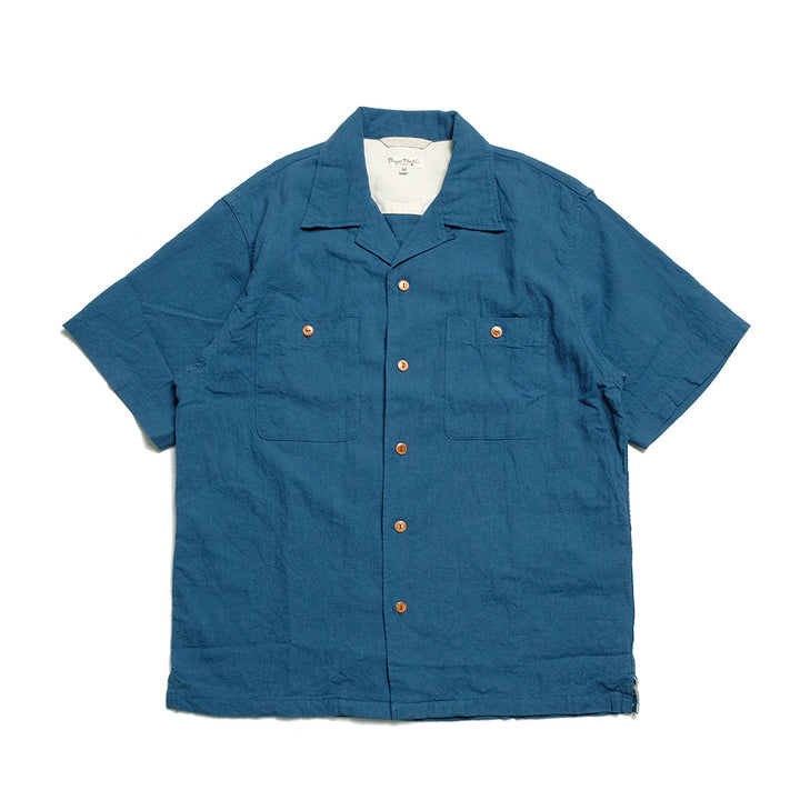 【SUN HOUSE EXCLUSIVE 】BURGUS PLUS - Open Collar Cotton Linen S/S Shirt - BP25502SH