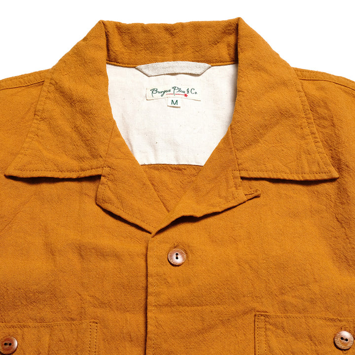【SUN HOUSE EXCLUSIVE 】BURGUS PLUS - Open Collar Cotton Linen S/S Shirt - BP25502SH