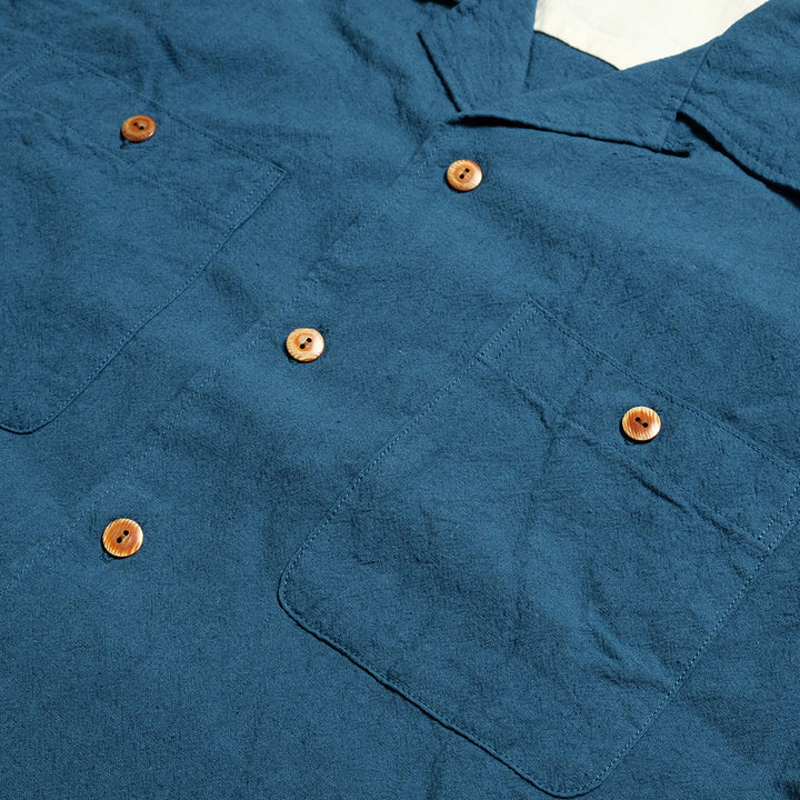 【SUN HOUSE EXCLUSIVE 】BURGUS PLUS - Open Collar Cotton Linen S/S Shirt - BP25502SH