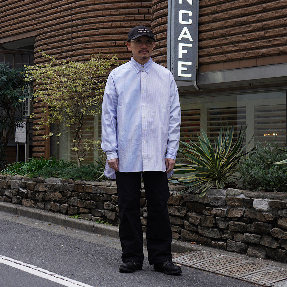 Needles - Combo Tab Collar Shirt - Cotton Typewriter Stripe - SX298