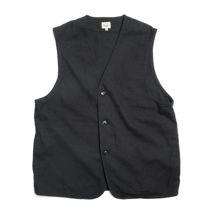 GOLD - COTTON × SILK NEP DUCK WORK VEST - GL15677