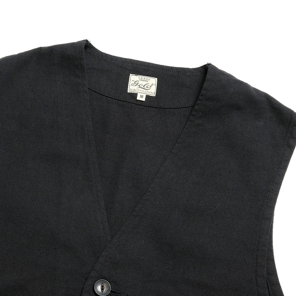 GOLD - COTTON × SILK NEP DUCK WORK VEST - GL15677
