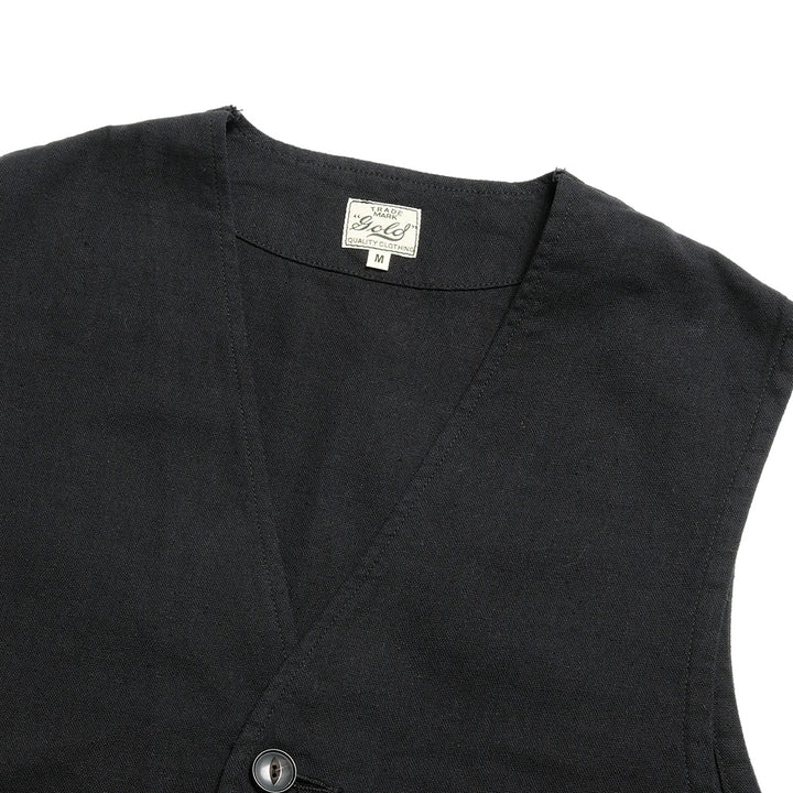 GOLD - COTTON × SILK NEP DUCK WORK VEST - GL15677