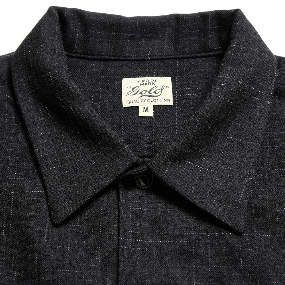 GOLD - Super 120's WOOL PLAID OPEN SHIRT - GL29548