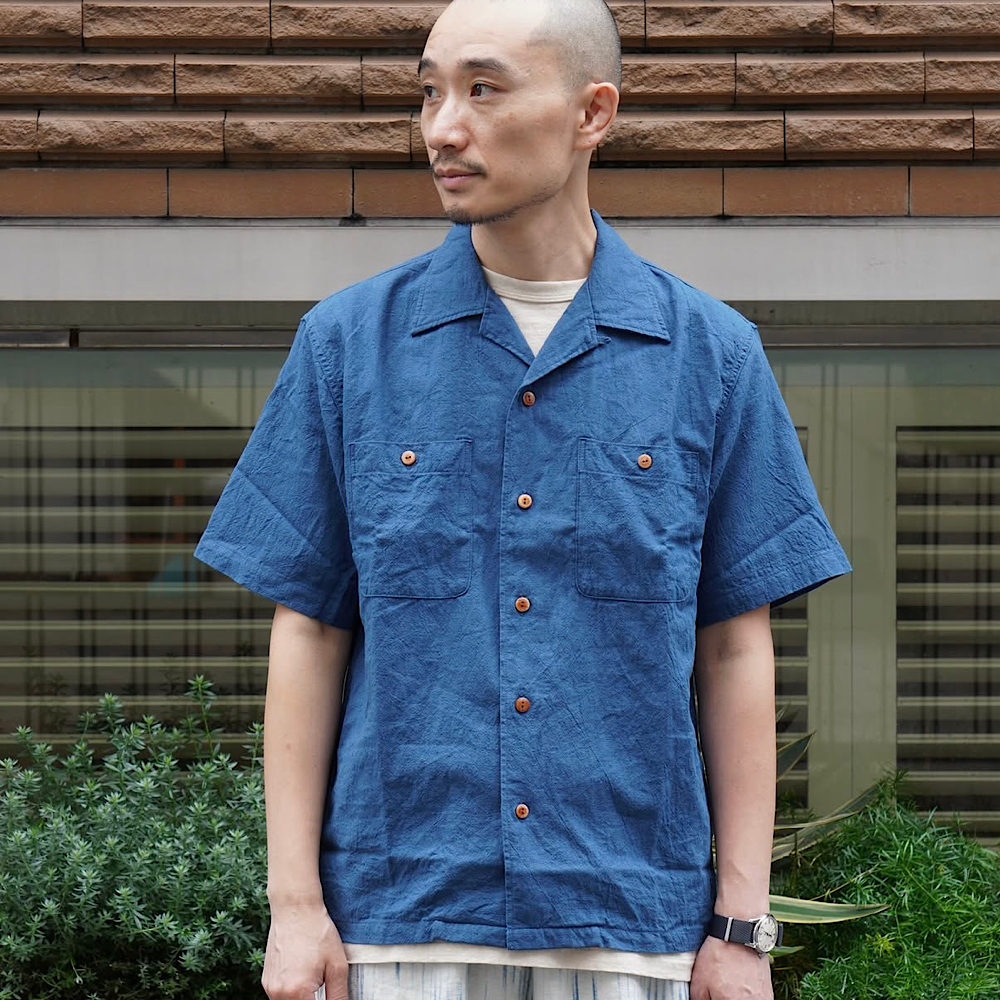 【SUN HOUSE EXCLUSIVE 】BURGUS PLUS - Open Collar Cotton Linen S/S Shirt - BP25502SH