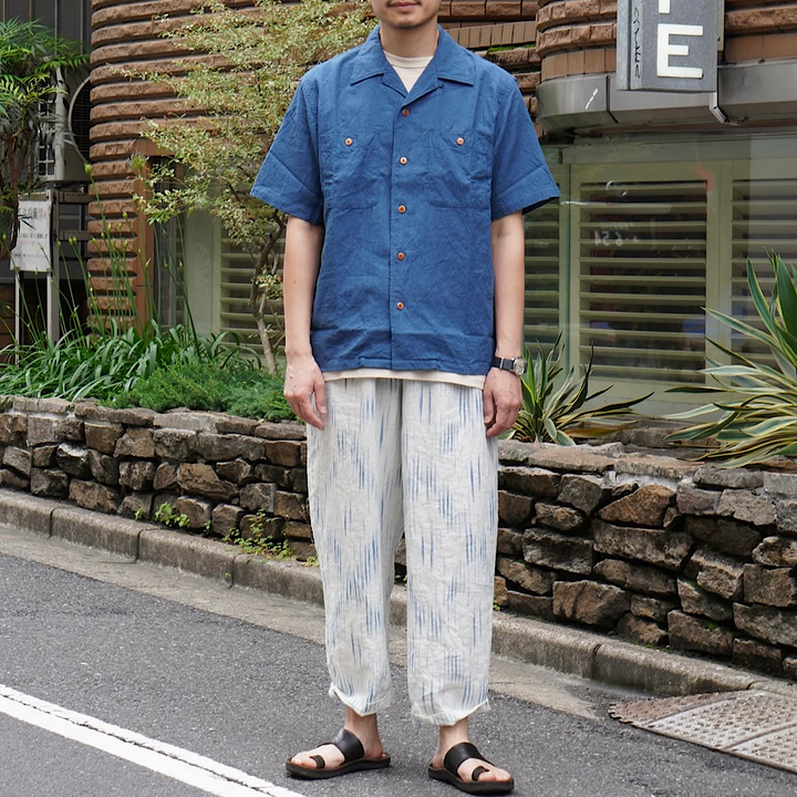 【SUN HOUSE EXCLUSIVE 】BURGUS PLUS - Open Collar Cotton Linen S/S Shirt - BP25502SH