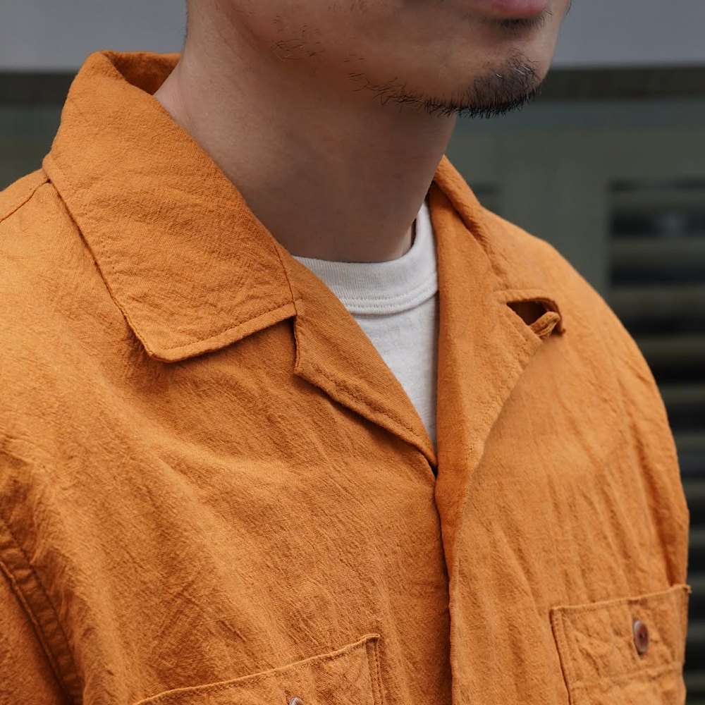 【SUN HOUSE EXCLUSIVE 】BURGUS PLUS - Open Collar Cotton Linen S/S Shirt - BP25502SH