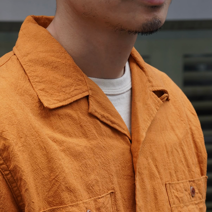 【SUN HOUSE EXCLUSIVE 】BURGUS PLUS - Open Collar Cotton Linen S/S Shirt - BP25502SH