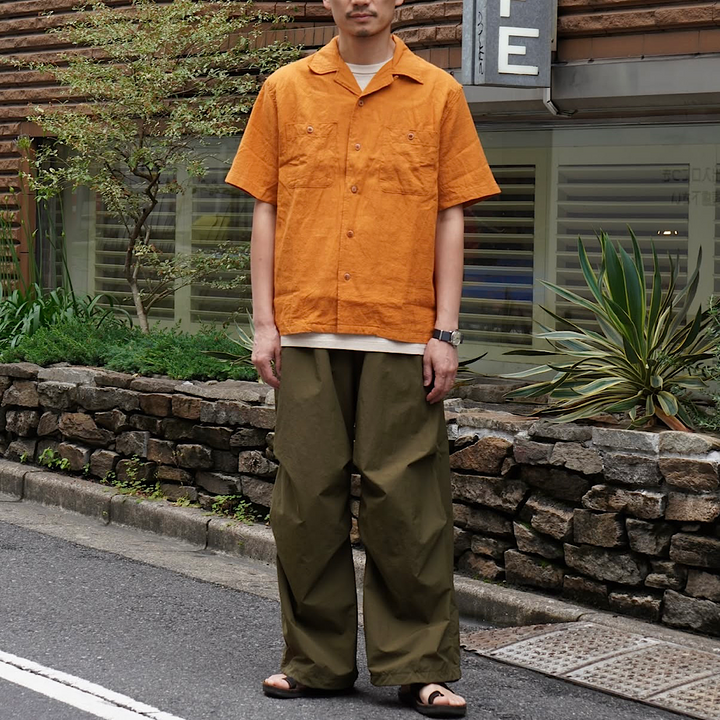【SUN HOUSE EXCLUSIVE 】BURGUS PLUS - Open Collar Cotton Linen S/S Shirt - BP25502SH