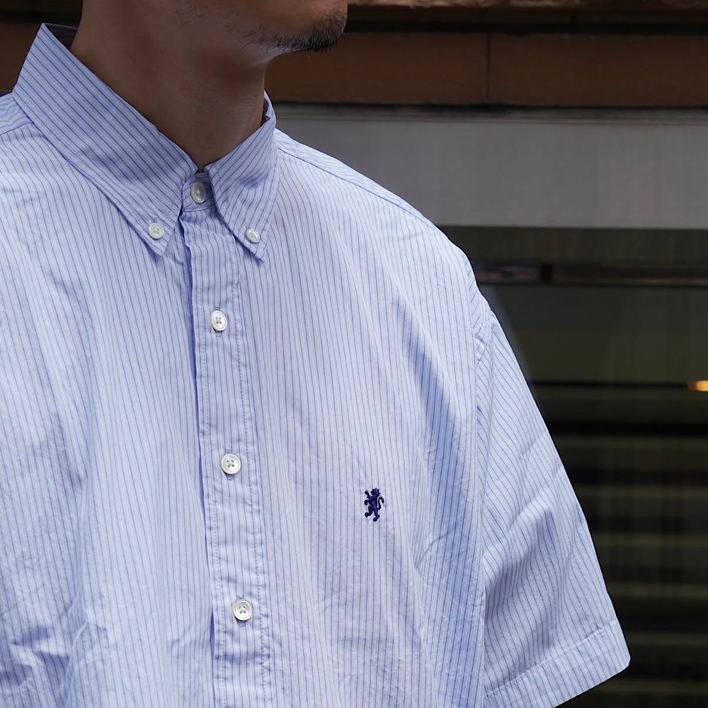 Gymphlex - B.D. Stripe Short Sleeve Shirt - GY-B0248PSE - Sax