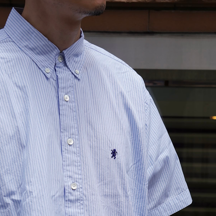 Gymphlex - B.D. Stripe Short Sleeve Shirt - GY-B0248PSE - Sax