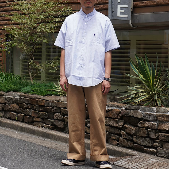 Gymphlex - B.D. Stripe Short Sleeve Shirt - GY-B0248PSE - Sax