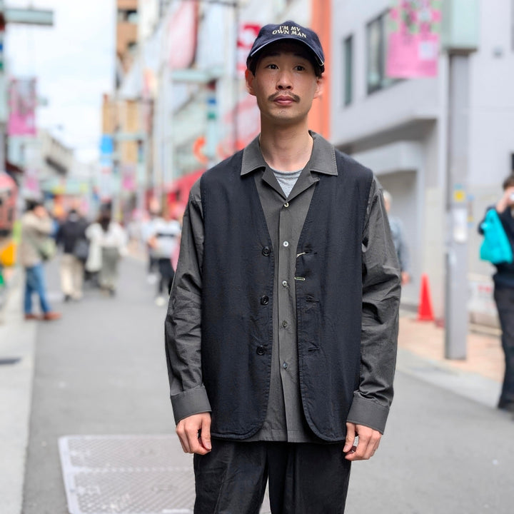 GOLD - COTTON × SILK NEP DUCK WORK VEST - GL15677