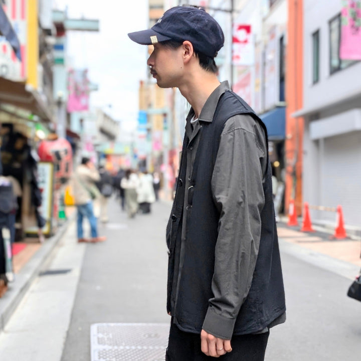 GOLD - COTTON × SILK NEP DUCK WORK VEST - GL15677