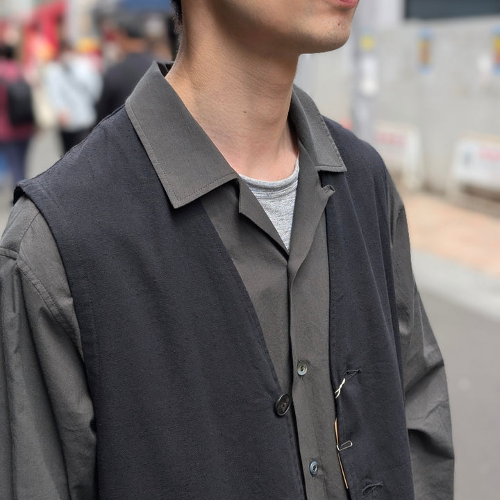 GOLD - COTTON × SILK NEP DUCK WORK VEST - GL15677
