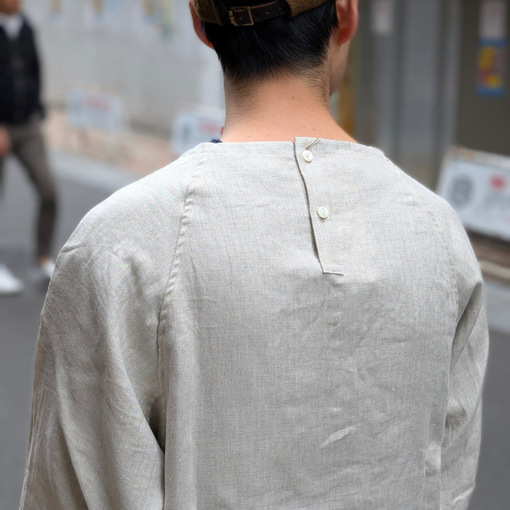 HAVERSACK - Linen Herringbone Raglan Sleeve Pullover Shirt - 822535
