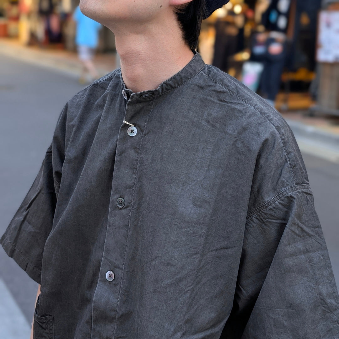 HAVERSACK - Ink-dyed Broad Cloth Band Collar Over Shirt - 822539