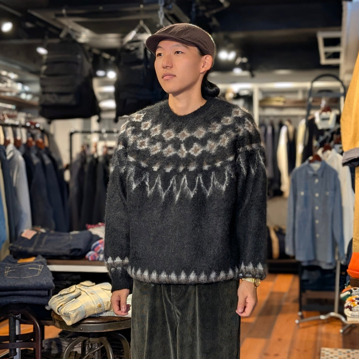 South2 West8 - Mohair Crew Neck Sweater - Nordic Skull - RW663