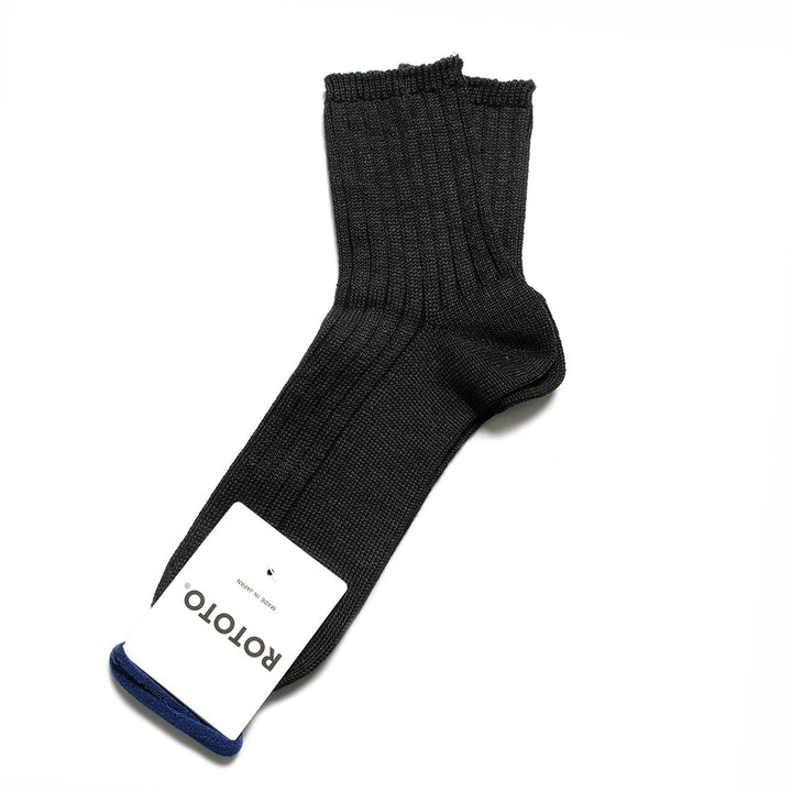 ROTOTO - LINEN COTTON RIBBED ANKLE SOCKS - R1462-231