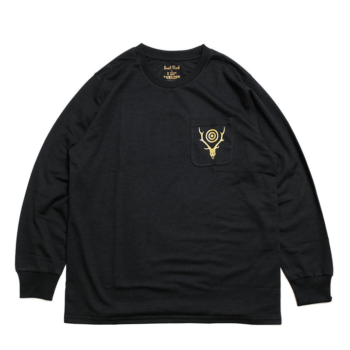 South2 West8 - L/S Round Pocket T-shirt - Circle Horn - RW658