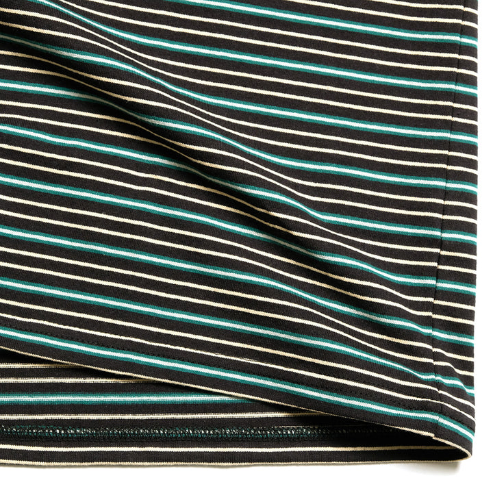 South2 West8 - S/S Round Pocket T-shirt - Cotton Multi Narrow Stripe Jersey - SX741
