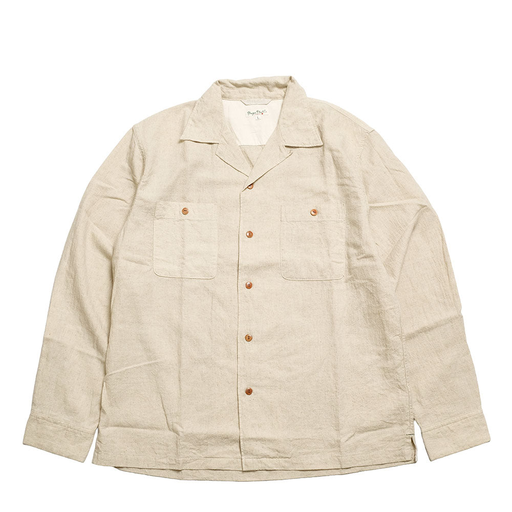 BURGUS PLUS Open Collar Cotton Linen L/S Shirt BP25501