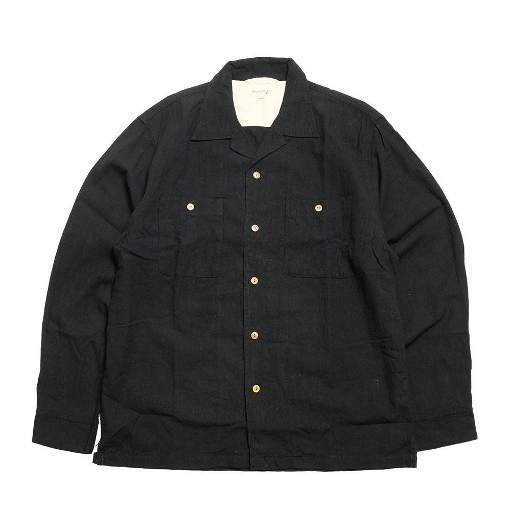 BURGUS PLUS Open Collar Cotton Linen L/S Shirt BP25501