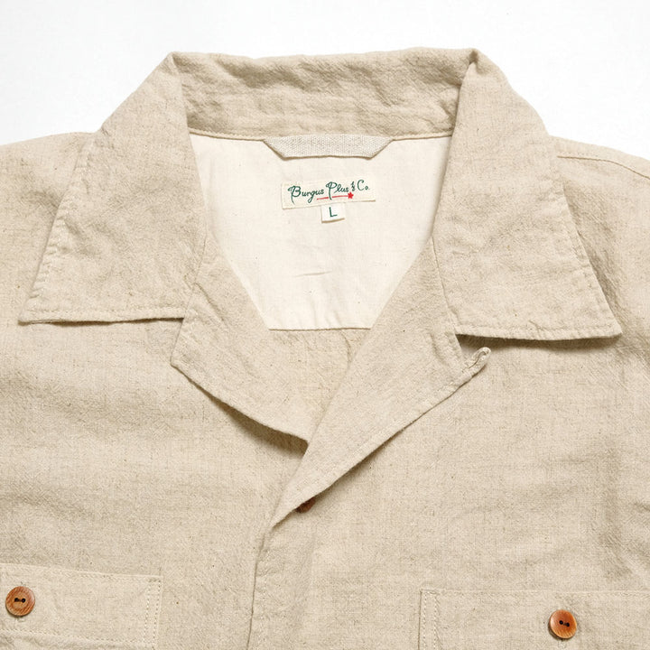 BURGUS PLUS Open Collar Cotton Linen L/S Shirt BP25501