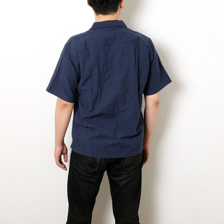 BURGUS PLUS - Open Collar Cotton Linen Shirt - BP25502