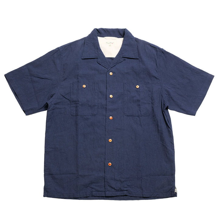 BURGUS PLUS - Open Collar Cotton Linen Shirt - BP25502