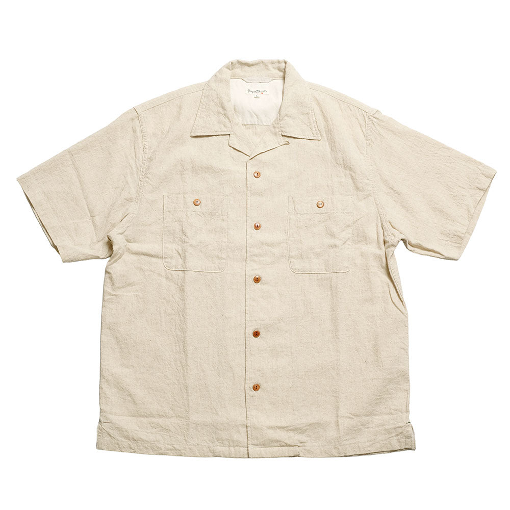 BURGUS PLUS - Open Collar Cotton Linen Shirt - BP25502