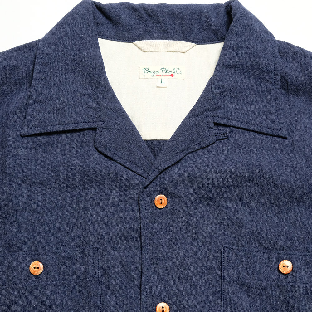 BURGUS PLUS - Open Collar Cotton Linen Shirt - BP25502