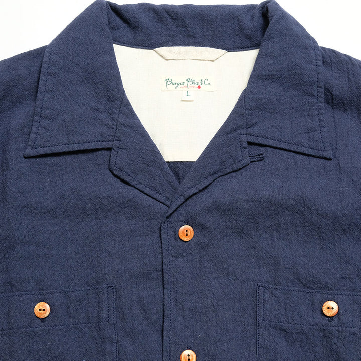 BURGUS PLUS - Open Collar Cotton Linen Shirt - BP25502