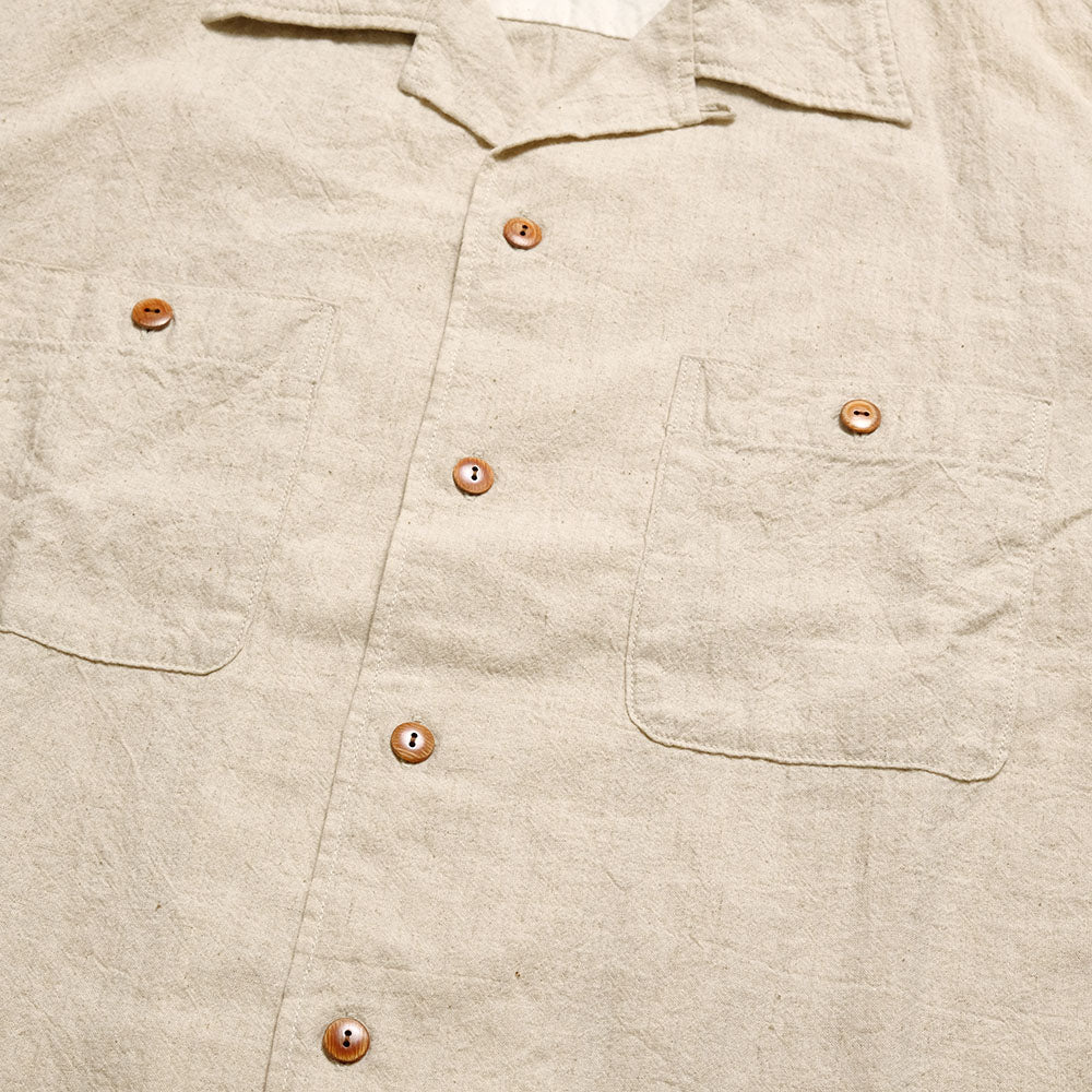 BURGUS PLUS - Open Collar Cotton Linen Shirt - BP25502