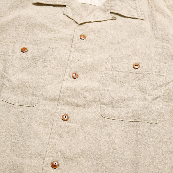 BURGUS PLUS - Open Collar Cotton Linen Shirt - BP25502