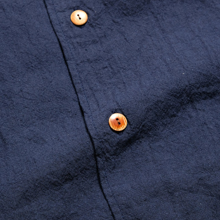 BURGUS PLUS - Open Collar Cotton Linen Shirt - BP25502