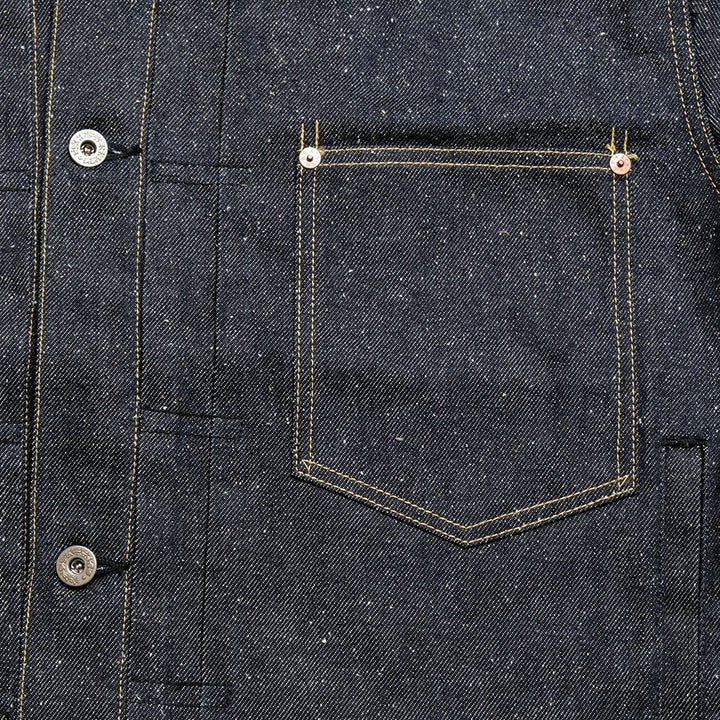 GOLD - RECYCLED WASTE SUVIN COTTON YARN 11.5oz. DENIM BLOUSE WWⅡ MODEL - GL15860N